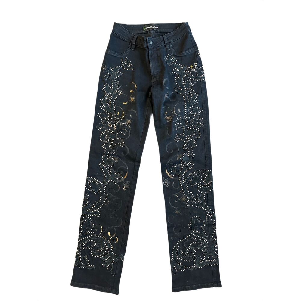 Brazil Roxx Studded Emboridered Black Jeans 40/4